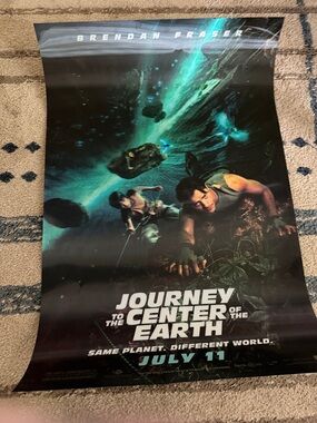 Journey to the Center of the Earth Movie Poster - Teal & Black